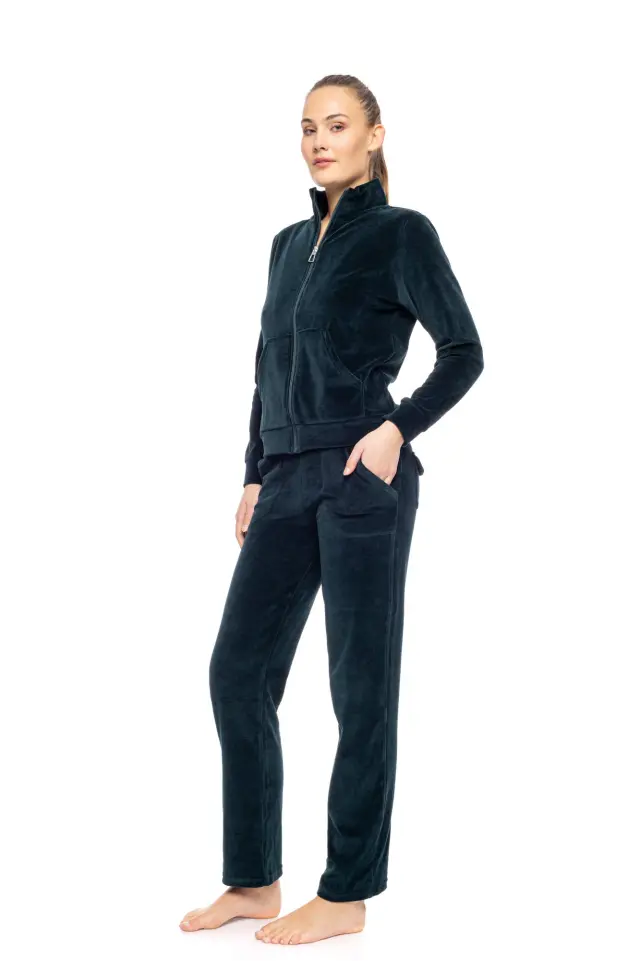 WN-1001 - Dark Green - TRACKSUIT VELVET NOS HIGH NECK - XXL 2