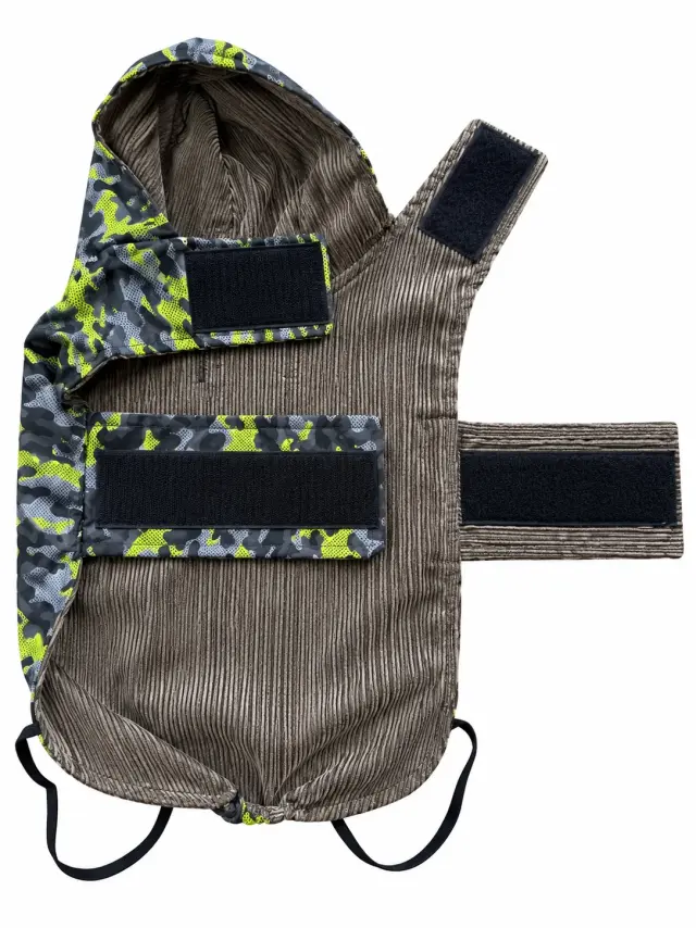 Αδιάβροχο Παλτό Σκύλου WOOF MODA Camouflage με Κοτλέ Επένδυση – M 32cm 3