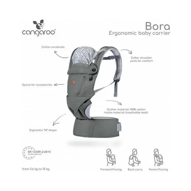 Cangaroo Μάρσιπος Πλάτης Bora Grey 3800146270704 3