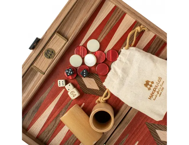 Σετ Χειροποίητο Τάβλι Premium Walnut with Red Oak Manopoulos από Ξύλο με διαστάσεις 30x20cmBKR3 2