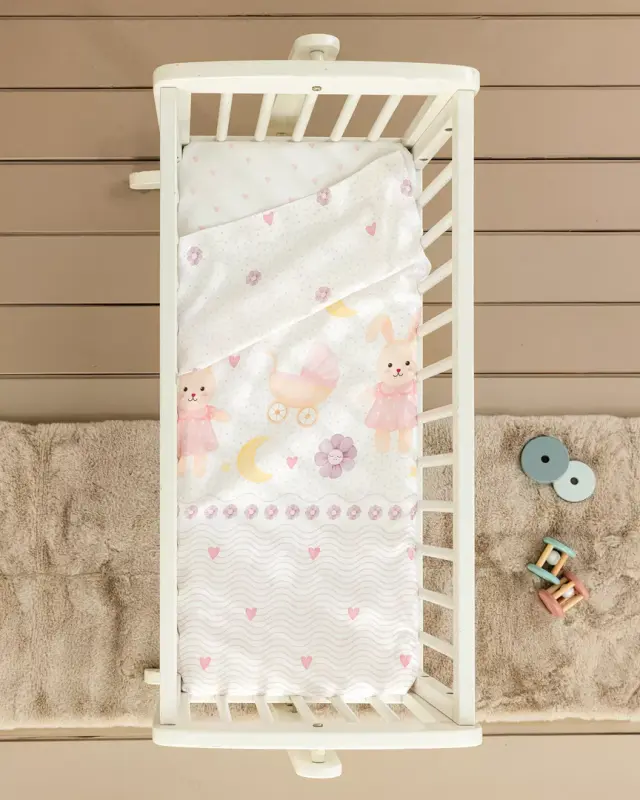 Σετ Σεντόνια My Little Bunny Λιλά Λίκνου (2 x 70x110)