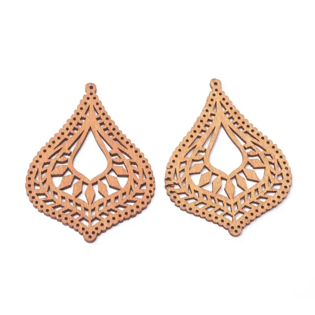 Ξύλινο Διακοσμητικό - Teardrop ~67.5x51x2.5mm - 10τεμ