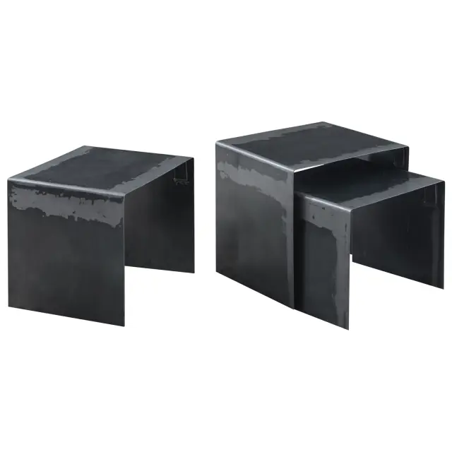 SET-3 Τραπεζάκια Antique/Black Μέταλλο 45x40x45cm