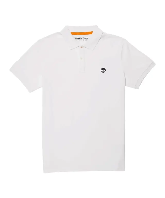 Timberland - Ανδρικό Κοντομάνικο T-shirt Polo Slim Fit Mε Λογότυπο Oyster River TB0A2BS1-100 Λευκό