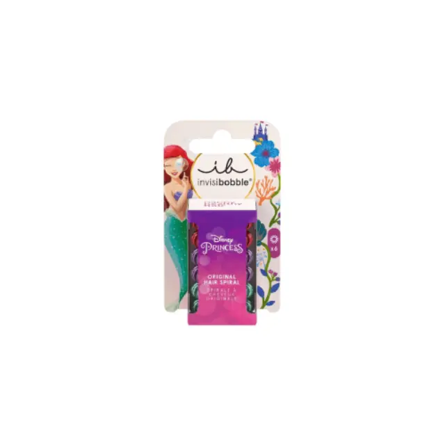 Invisibobble Original Hair Spiral Disney Princess Ariel, Πολύχρωμα Παιδικά Λαστιχάκια Σπιράλ, 6τμχ