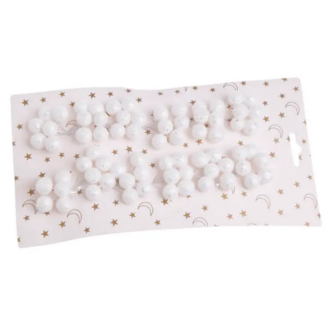 Κλαδάκι με διακοσμητικά μούρα Glitter-λευκό, 7cm, 12τεμ