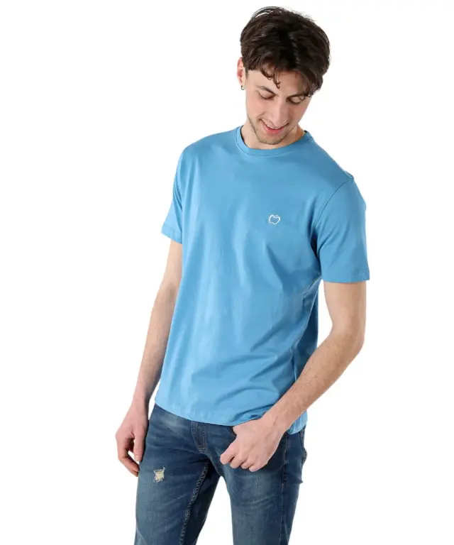 Baci & Abbracci - Ανδρικό T-shirt Crew Neck with Logo BAM3381-OCEANO Γαλάζιο 3
