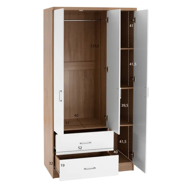 ΝΤΟΥΛΑΠΑ 3ΦΥΛΛΗ ME 2 ΣΥΡΤΑΡΙΑ FB9340.06 SONAMA - ΛΕΥΚO 89x42,5x181 εκ. 3