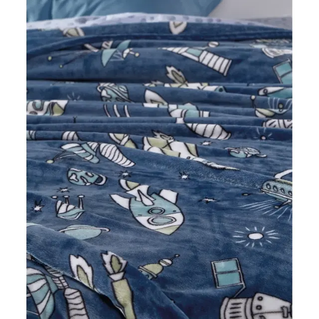 Παιδική Κουβέρτα Fleece Μονή Kentia Milky Dark Blue-White-Ciel-Green 160x220 2