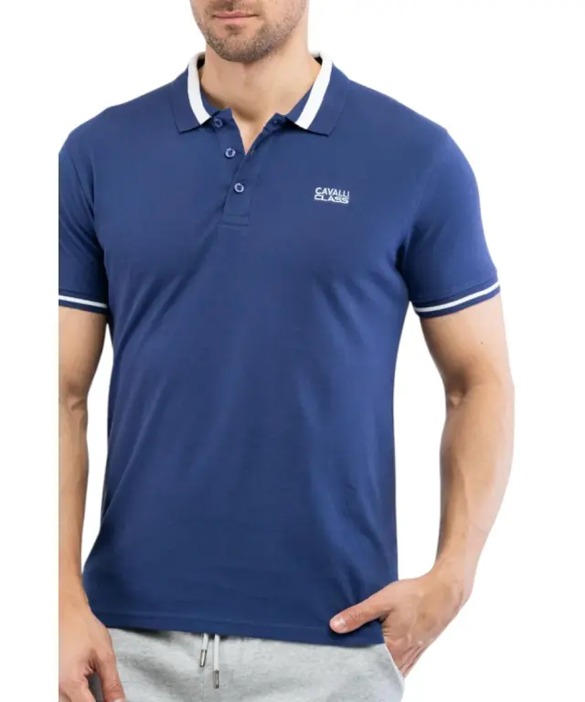 Cavalli Class - Ανδρική Μπλούζα Κοντομάνικη Polo Πικέ TXT64RKB002-04551 Μπλε 3