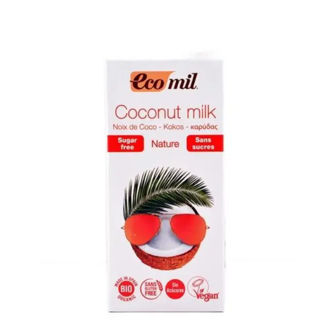 Ecomil Βιολογικό Φυτικό Γάλα Καρύδας Χωρίς Γλουτένη και Χωρίς Ζάχαρη, 1lt