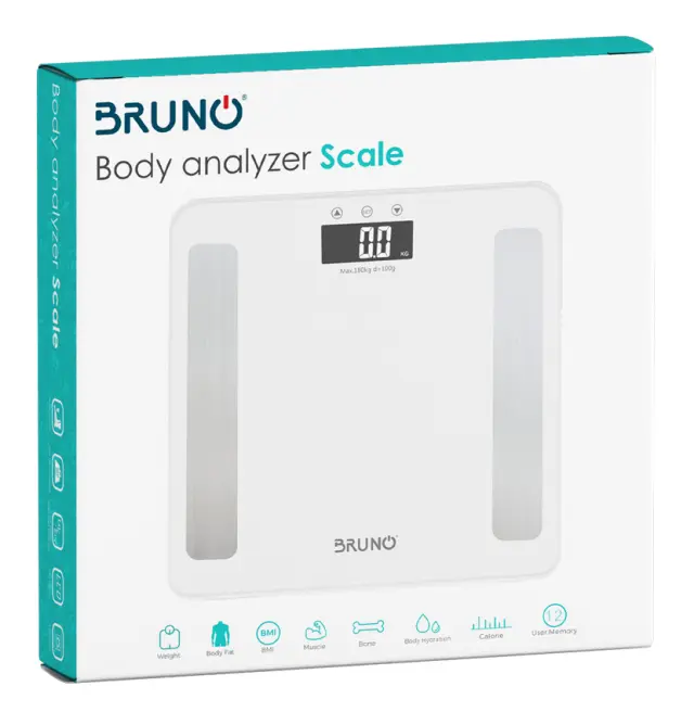 BRUNO ψηφιακή ζυγαριά με λιπομετρητή BRN-0057, έως 180kg, λευκή 2