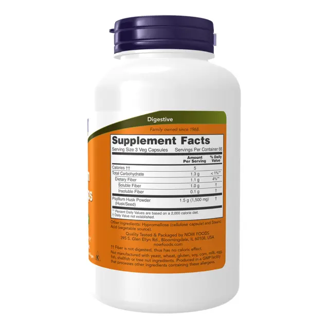 Now Foods Psyllium Husk 500 mg 200 Veg Capsules 2