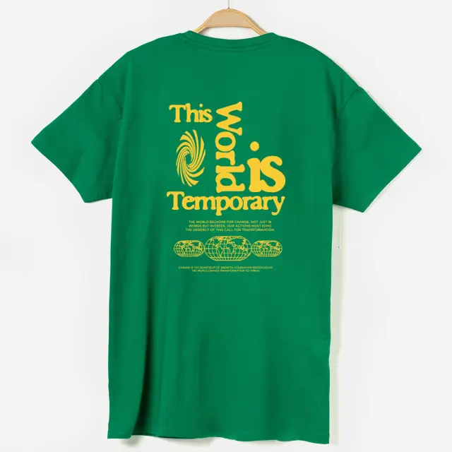 T-shirt Noshame® Πράσινο με τύπωμα The Worlds is Temporary - 122599 - XXL 2