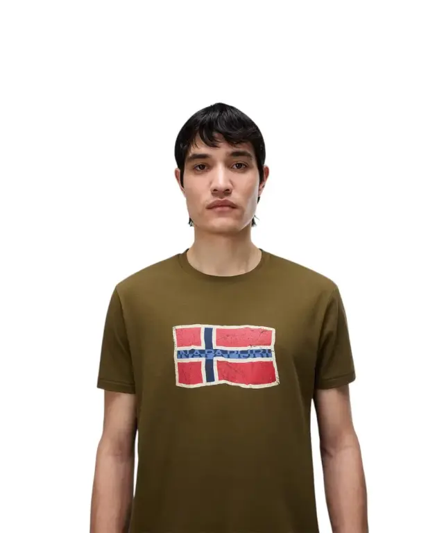 Napapijri - Ανδρικό T-shirt S-Mahsa SS NP0A4FZB-G3A Χακί - S 3