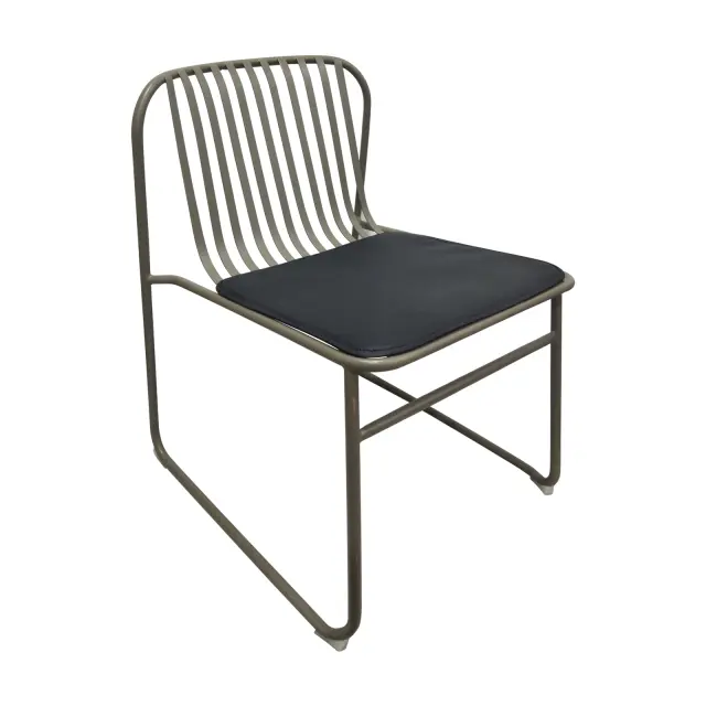 Καρέκλα Μαξιλάρι STRIPE Sand/Brown/Μαύρο Μέταλλο/PU