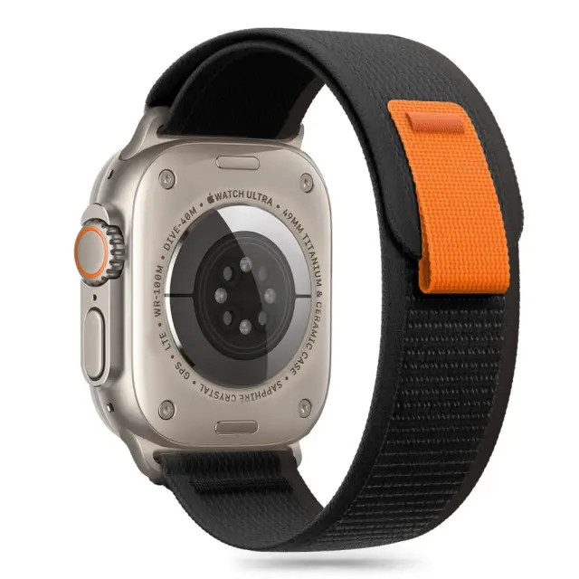 Tech-protect Nylon Stripe Apple Watch 8 / 9 / 10 / 11 / 12 / Se / Ultra (44 / 45 / 46 / 49 Mm) Black/orange