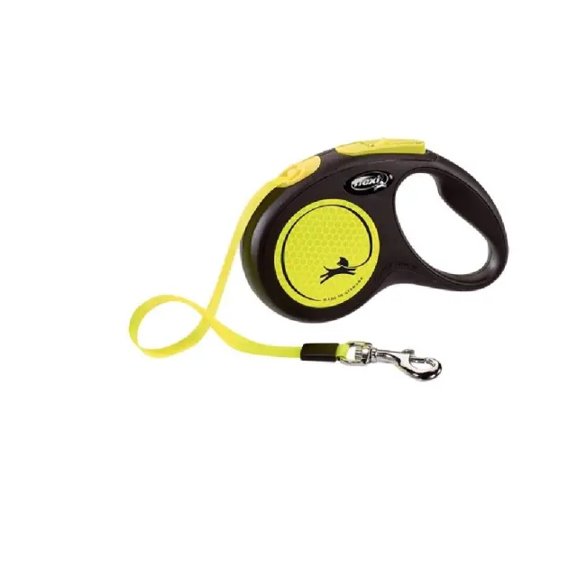 Flexi New Neon Πτυσσόμενο Λουρί/Οδηγός Σκύλου Ιμάντας Κίτρινος Κίτρινο - M