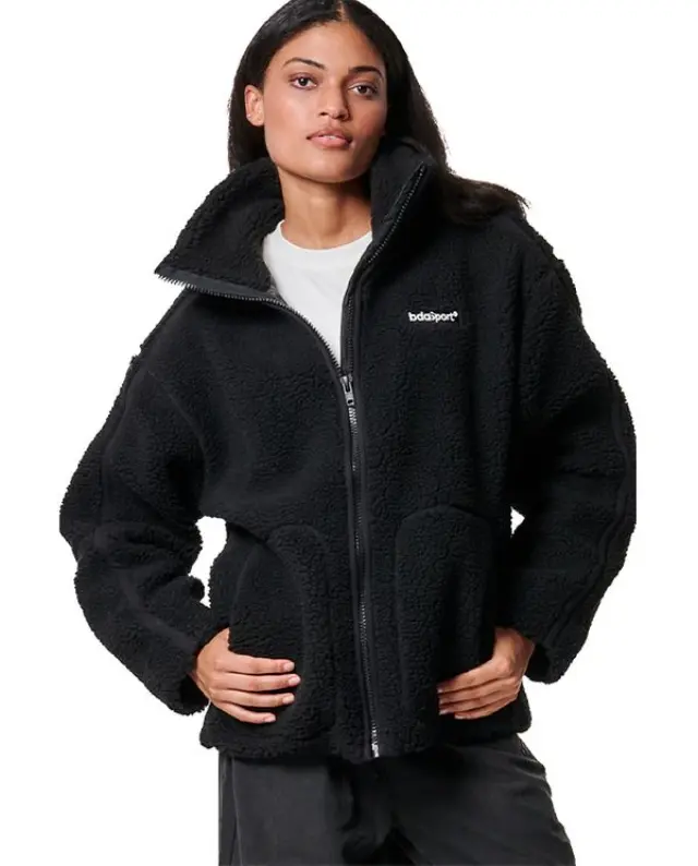 Body Action Zip-through Γυναικεία Ζακέτα Φούτερ Sherpa 071420-BLACK - L