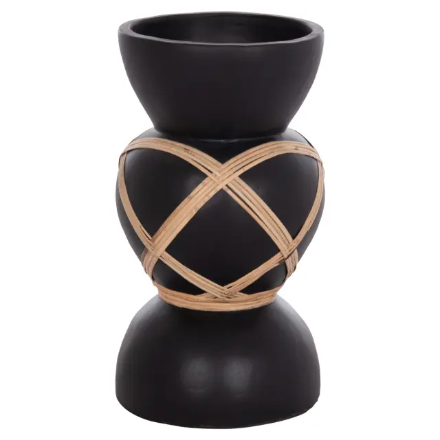 ΔΙΑΚΟΣΜΗΤΙΚΟ ΒΑΖΟ ΔΑΠΕΔΟΥ FB94672.01S TERRACOTTA ΜΑΥΡΟ-RATTAN Φ27.5x50Υ