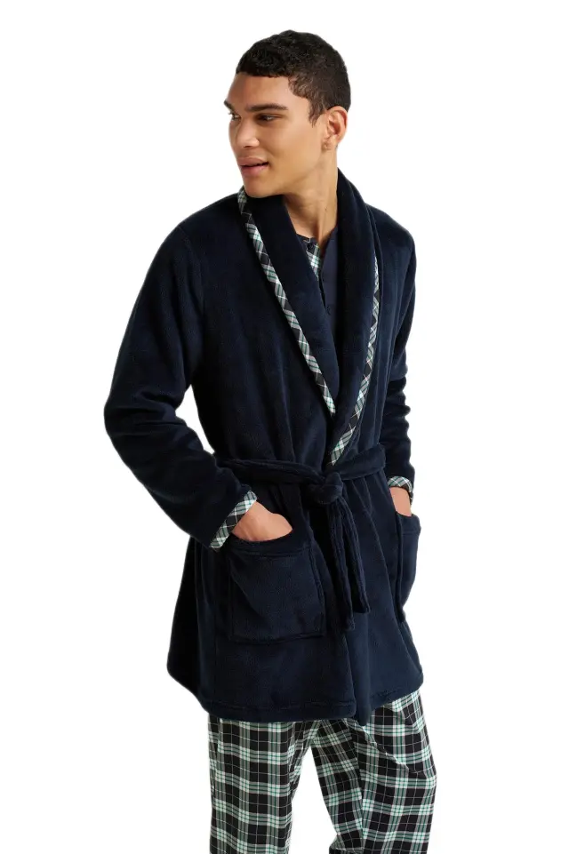 Vamp ανδρική fleece σταυρωτή κοντή ρόμπα 25665-1 2