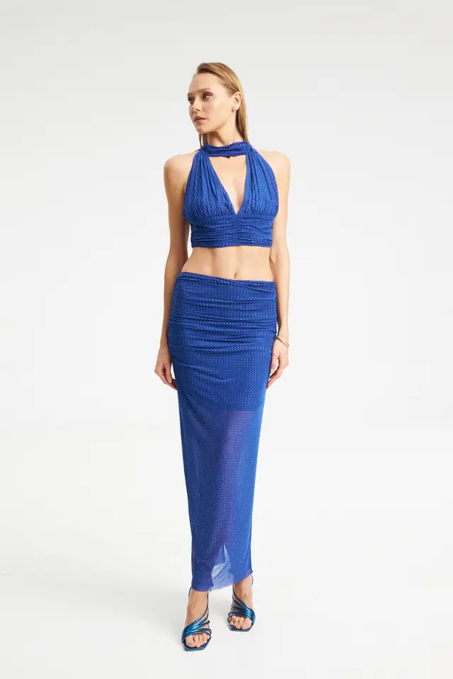 Maxi Φούστα Mesh με Strass & Σούρες FALION SKIRT - XS 2