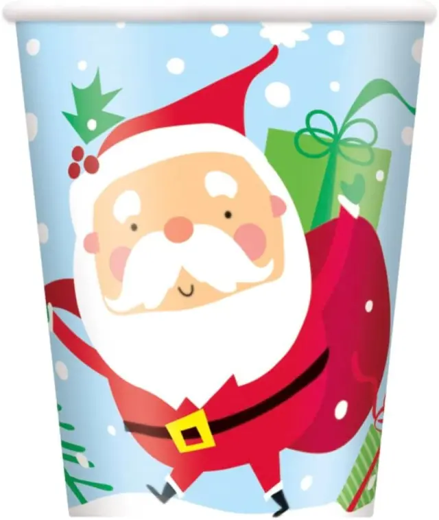 Ποτήρια Χάρτινα Άγιος Βασίλης 266m Colorful Santa / 8 τεμ.