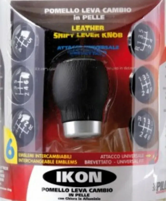 Lampa Ikon 00254 Πόμολο Ταχυτήτων Δερμάτινο Μαύρο με 7 Αυτοκόλλητα Ενδείξεων Ταχυτήτων / Συμβατό και με FIAT / OPEL 2