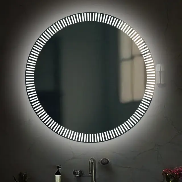 Stewehome Κυκλικός Καθρέφτης LED με Χάραξη & Μοντέρνο Design -78cm 3