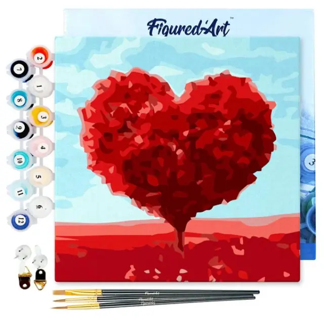 Figured' Art Σετ Ζωγραφικής με Αριθμούς (Paint by Numbers), Red Heart Tree - 20x20cm
