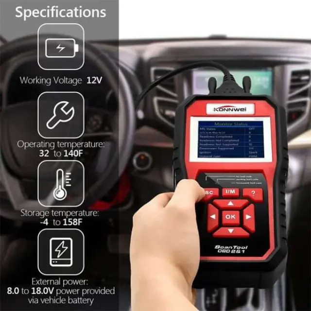 Ψηφιακό διαγνωστικό αυτοκινήτων OBDII/EOBD Scanner– Konnwei KW850