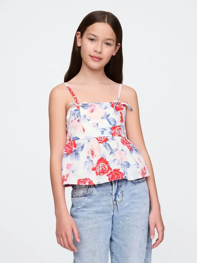 Παιδικό Bow-Strap Peplum Τοπ Red blue roses