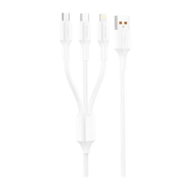 Καλώδιο Σύνδεσης USB 2.0 Foneng XS01 3 σε 1 USB A σε Micro USB & USB C & Lightning 3A 15W 1.2m Λευκό N68699