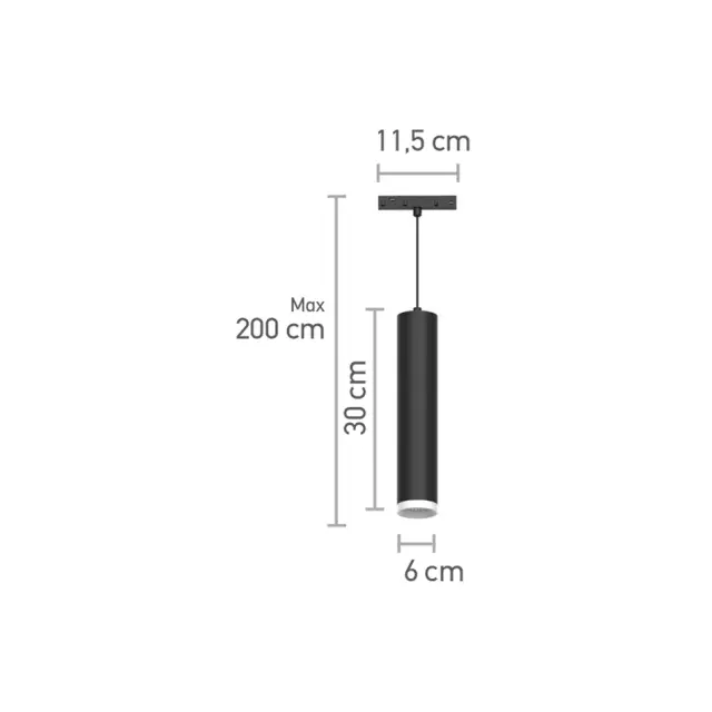 InLight Κρεμαστό φωτιστικό LED 10W 4000K για μαγνητική ράγα σε μαύρη απόχρωση D:6cmX30cm (T02402-BL) 2