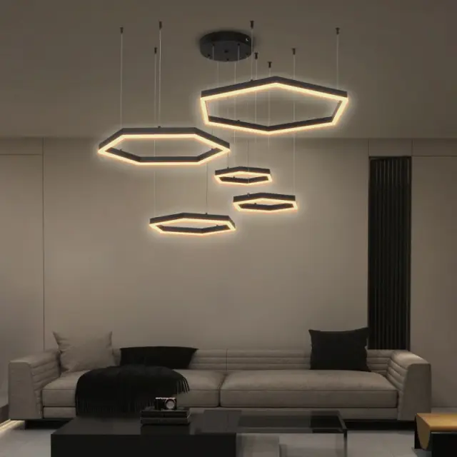 LED Κρεμαστό Φωτιστικό Οροφής LEXAGON 120Watt CCT με Τηλεχειριστήριο Μαύρο KLV-101-0179