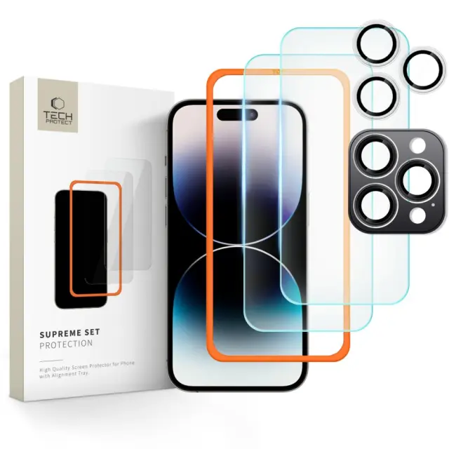 SZKŁO HARTOWANE TECH-PROTECT SUPREME SET 3-PACK IPHONE 16 PRO MAX CLEAR
