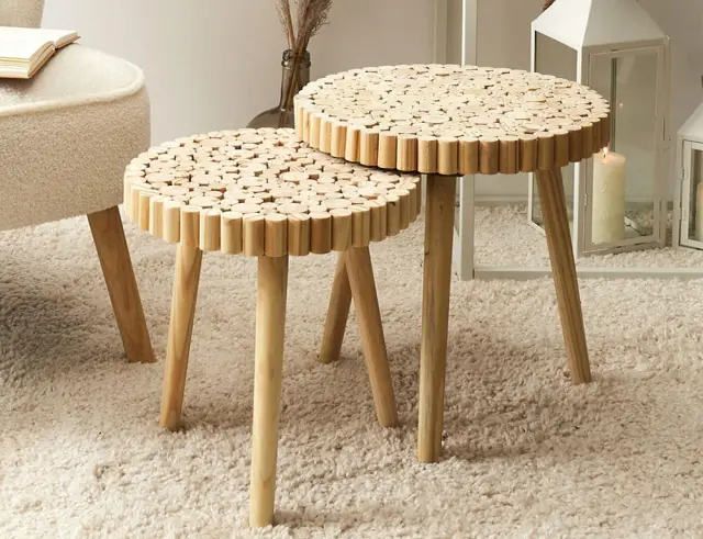 Σετ Τραπεζάκια Βοηθητικά Home Deco Factory με διαστάσεις 40x40cm και 35x35cm - ΜDF & Ξύλο - Aπόχρωση ξύλου - 2 τεμάχια HD5208 3