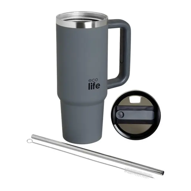 Ecolife®- Ανακυκλώσιμο Handled Tumbler Θερμός BPA Free 900ml Junior Grey. (33-BO-5011) 3