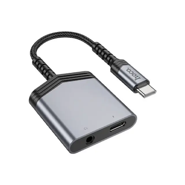 Εξωτερική Κάρτα Ήχου Hoco LS39 USB-C σε 1xUSB-C και 1x3.5mm για Τροφοδοσία και Ηχο Γκρί 2