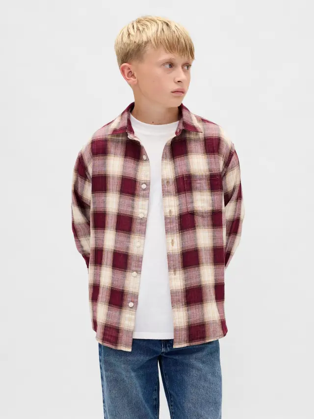 Παιδικό Καρό Πουκάμισο Burgundy plaid
