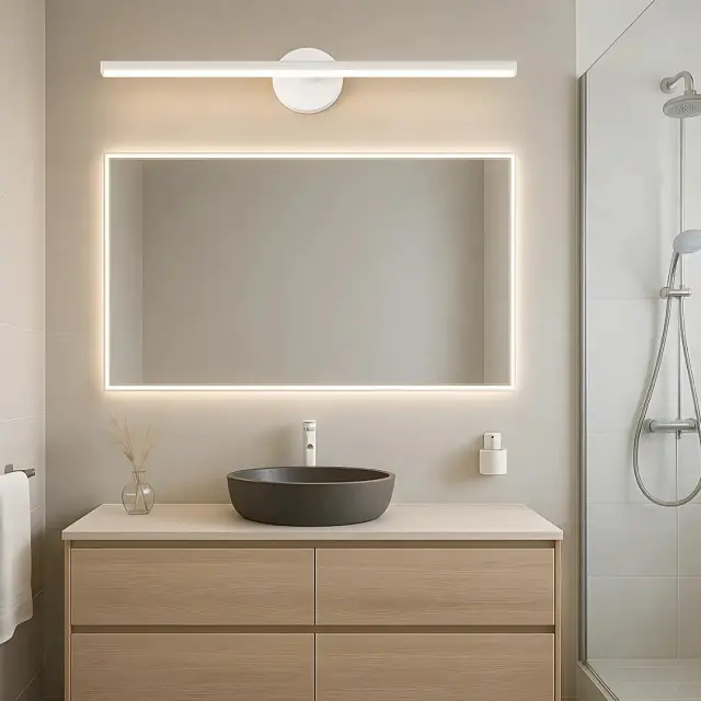 Stewehome Απλίκα Τοίχου Domino Λευκό με LED Θερμό Φως για Μπάνιο 60x6 cm