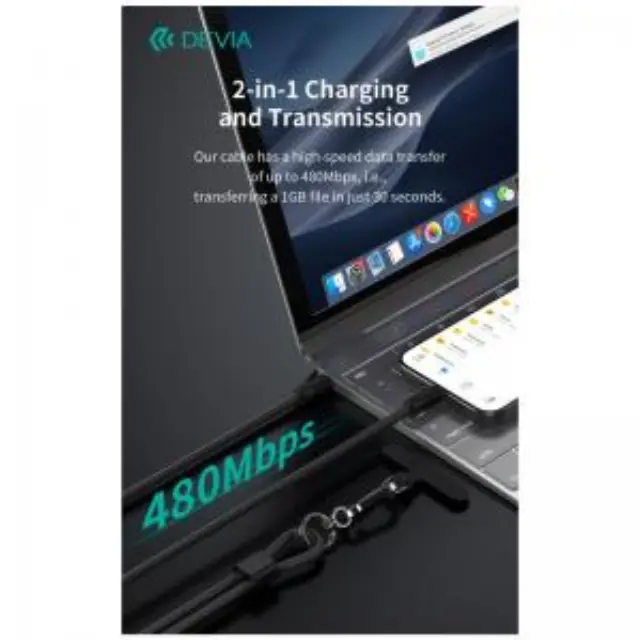 Καλώδιο Σύνδεσης USB 2.0 Devia EC428 Woven Adjustable Lanyard USB C σε USB C PD 60W 1.6m Cable Pro5 Μαύρο N68605 3