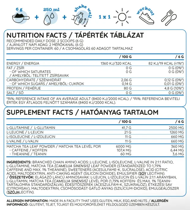 Nutriversum BCAA + GLUTA Sugar Free Matcha, 360 g 2