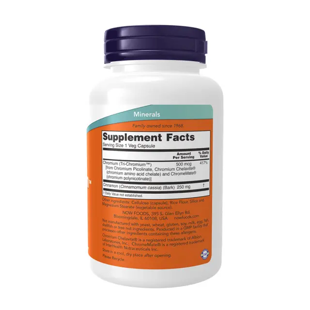 Now Foods Tri-Chromium™ 500 mcg with Cinnamon 180 Veg Capsules 2
