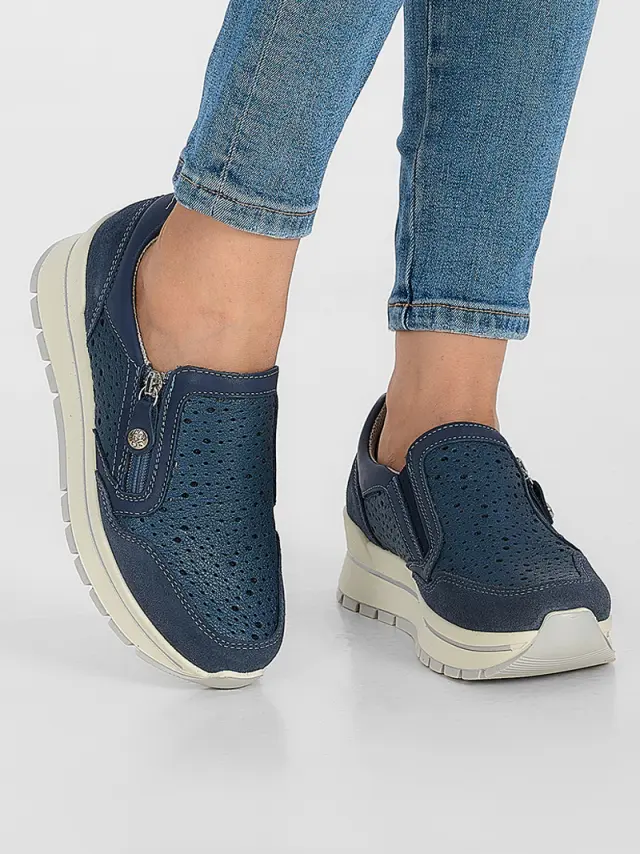 Imac Sneakers Γυναικείο δέρμα/δέρμα Nubuck Μπλέ IMA/557040 JEANS/METAL - 36 2