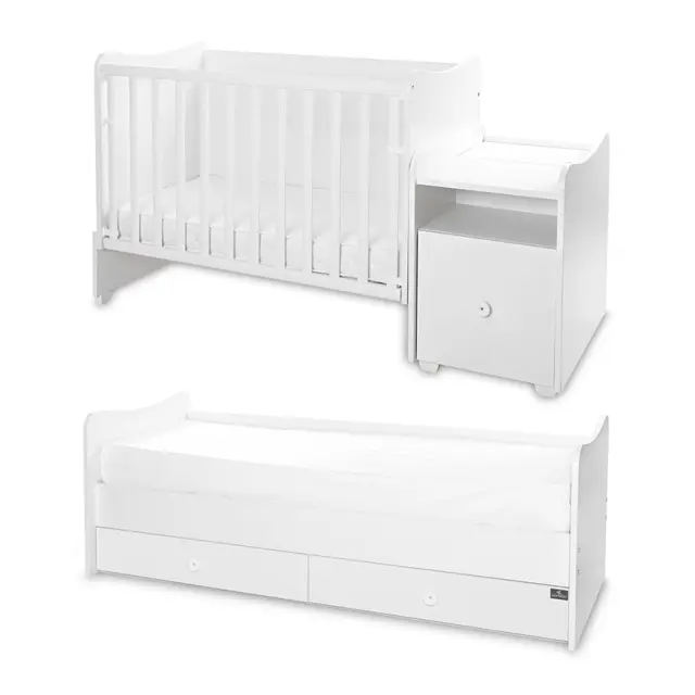 Lorelli Πολυμορφική κούνια - κρεβάτι "Trend Plus" 70/160 TRIO White - Stone grey Λευκό 3