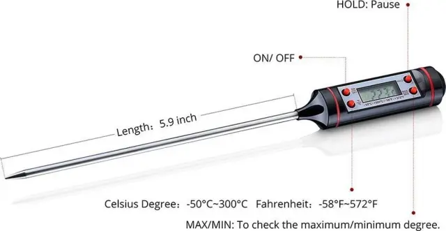 Ψηφιακό θερμόμετρο μαγειρικής με ακίδα -50°C / +300°C JR-1 2