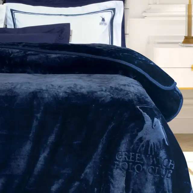 Κουβέρτα 220x240 Υπέρδιπλη Βελουτέ Essential Greenwich Polo Club 3439 Μπλε