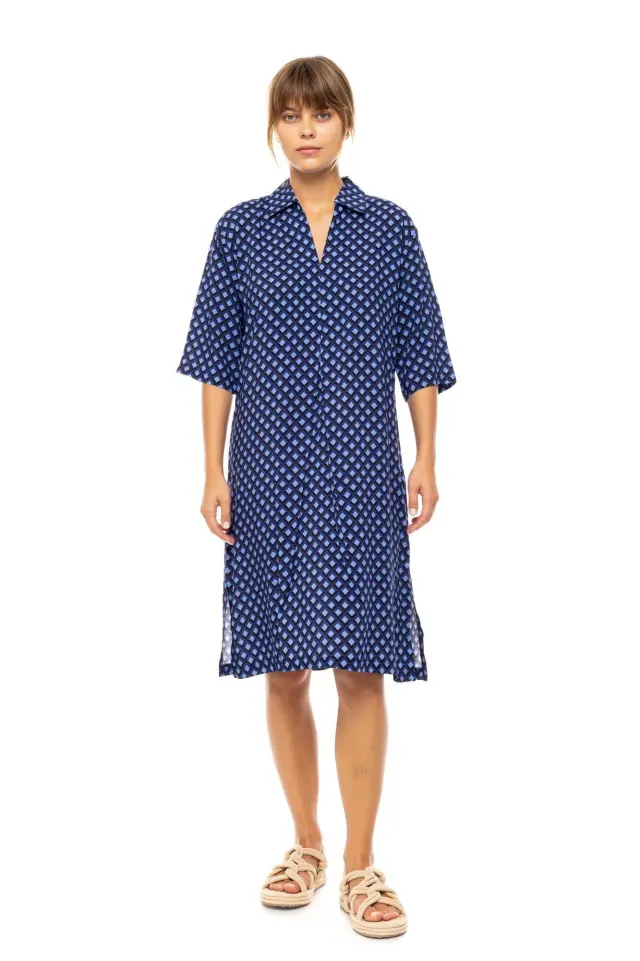 Beachwear Long B567 Blue Azure Pink Label