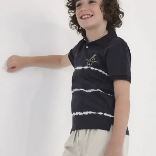 Junior 10 έως 18 ετών Πόλο tie dye με στάμπα από βαμβάκι γκρι 2